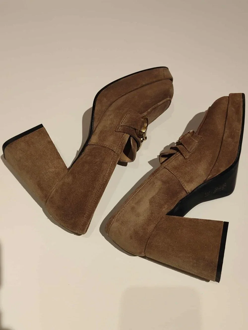 L’idea by Lori, tan platform suede loafer, EU size 38